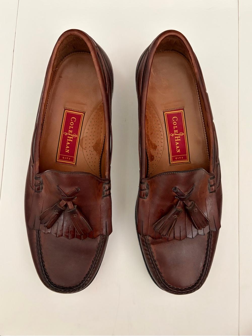 Cole Haan City Tassel Kiltie Loafers Mens Size 11.5D Brown Leather Slip On